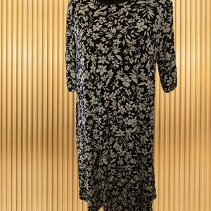 Old Navy Black and White Floral Midi Dress